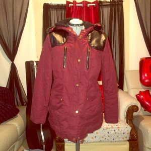 * 5 for $25! ** winter coat faux fur zip up maroon